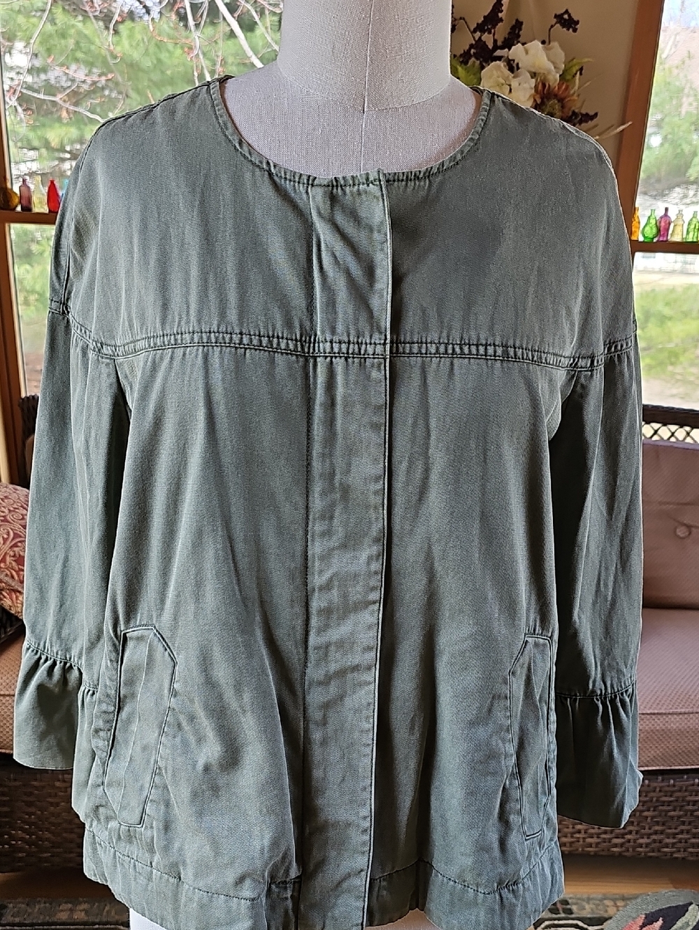 Sanctuary Olive Green Utility Jacket with Front Pockets Size Medium